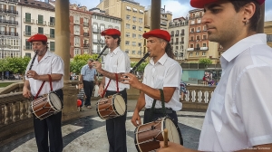 Baskische Musiker in Pamplona, Spanien