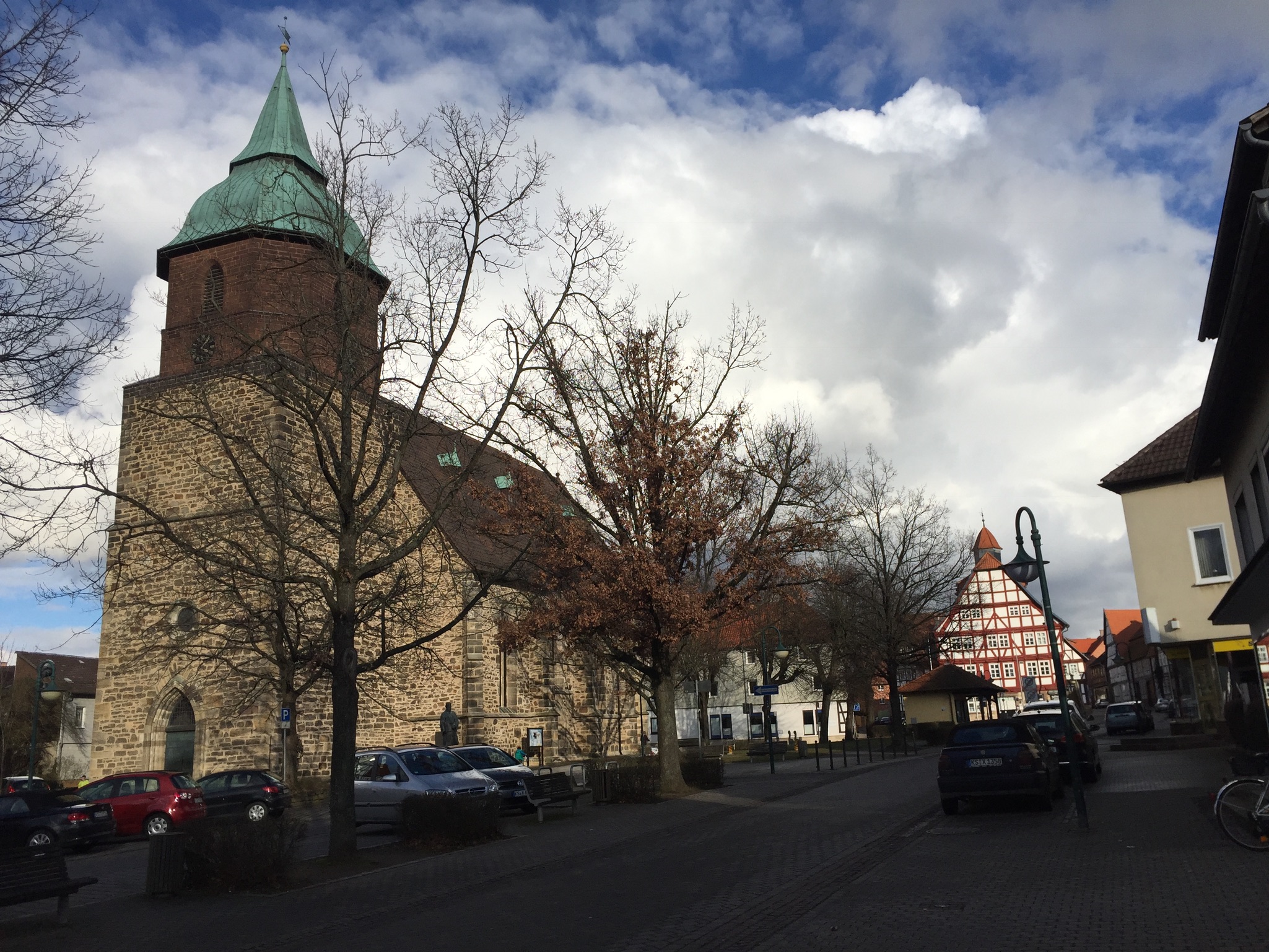 Kirche, Rathaus und Haus Danies am 6. März 2017 | Foto Waltruad Sommer geb. Danies